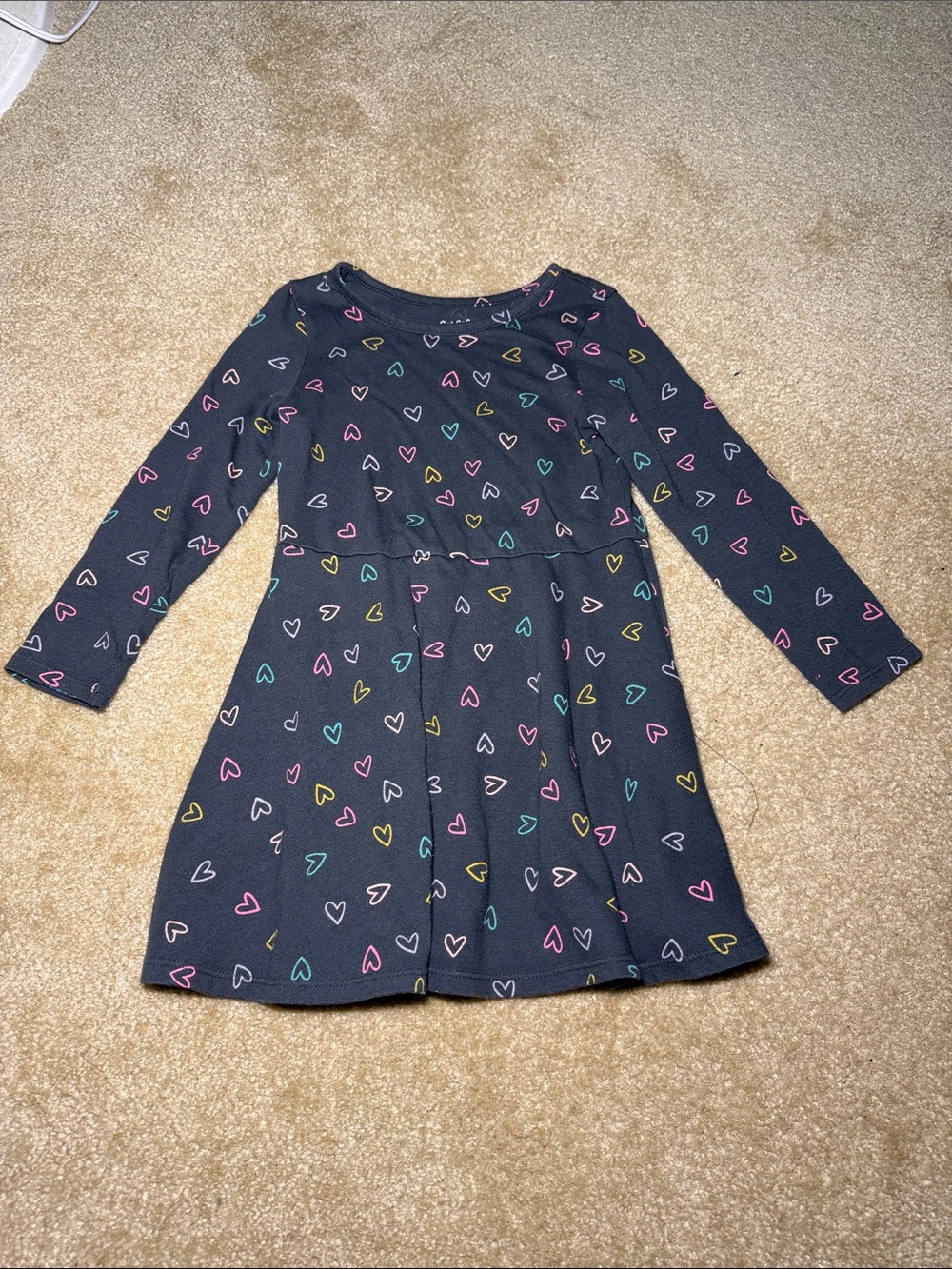 Cat & Jack Girls' Long Sleeve Black Heart Dress